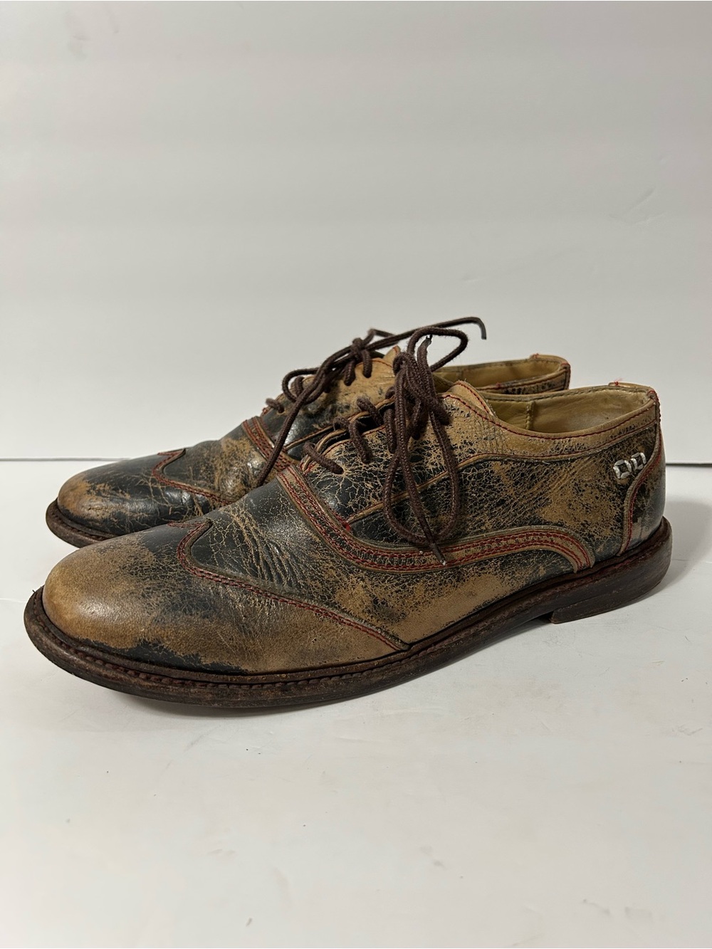 Bed Stu Women's Cobbler Oxford Shoes Size 9.5 Distressed Brown And Black Leather